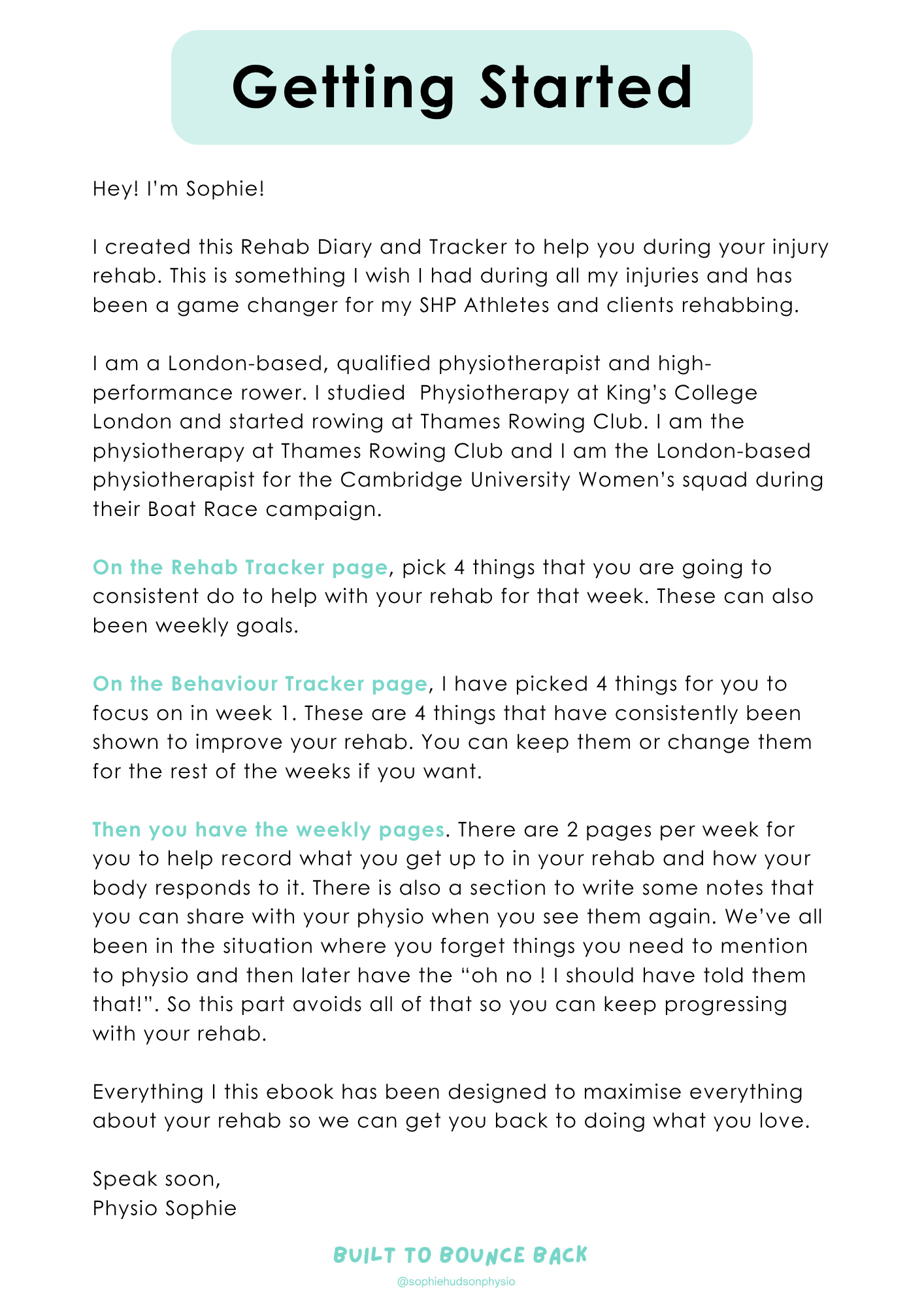 Rehab Diary & Tracker